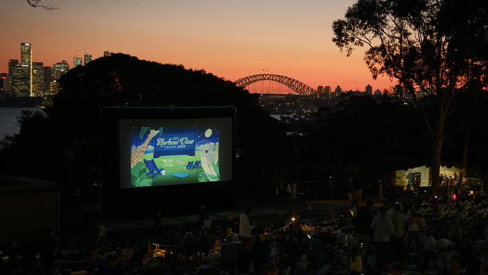 The sun setting over Sydney Harbour 