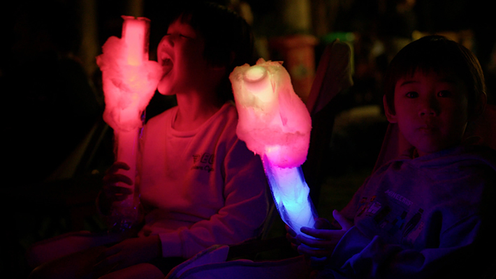 Glowing fairy floss at Harbour View Cinema 