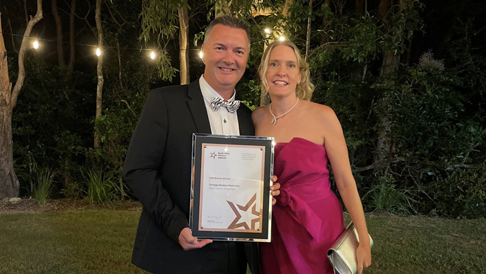 Taronga Western Plains Zoo Dubbo Director, Steve Hinks (left), with wife Rebecca Hinks (right).